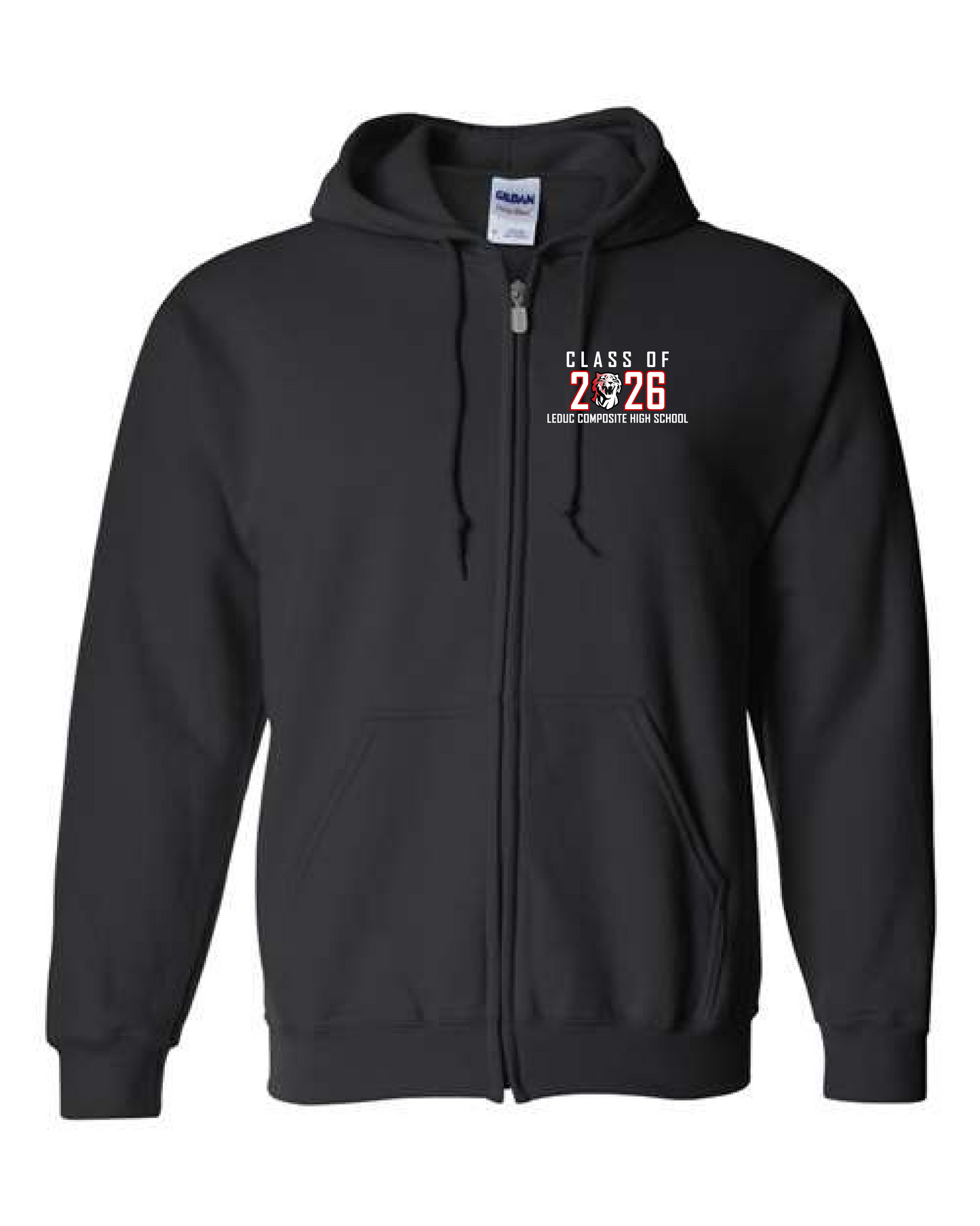 Custom LCHS Grad 2026 Zip Hoodie with Name on Sleeve (4 Colors)