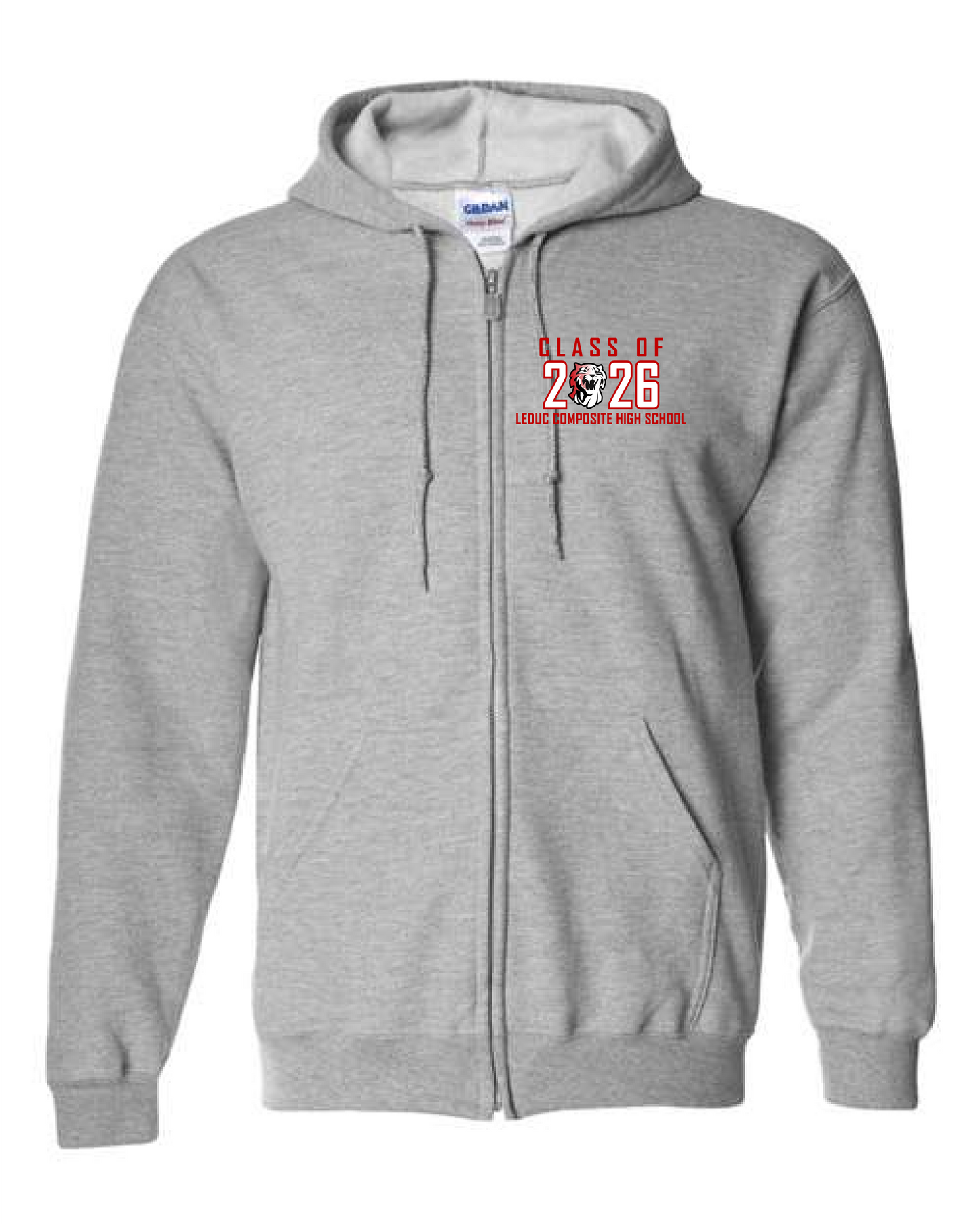 Custom LCHS Grad 2026 Zip Hoodie with Name on Sleeve (4 Colors)