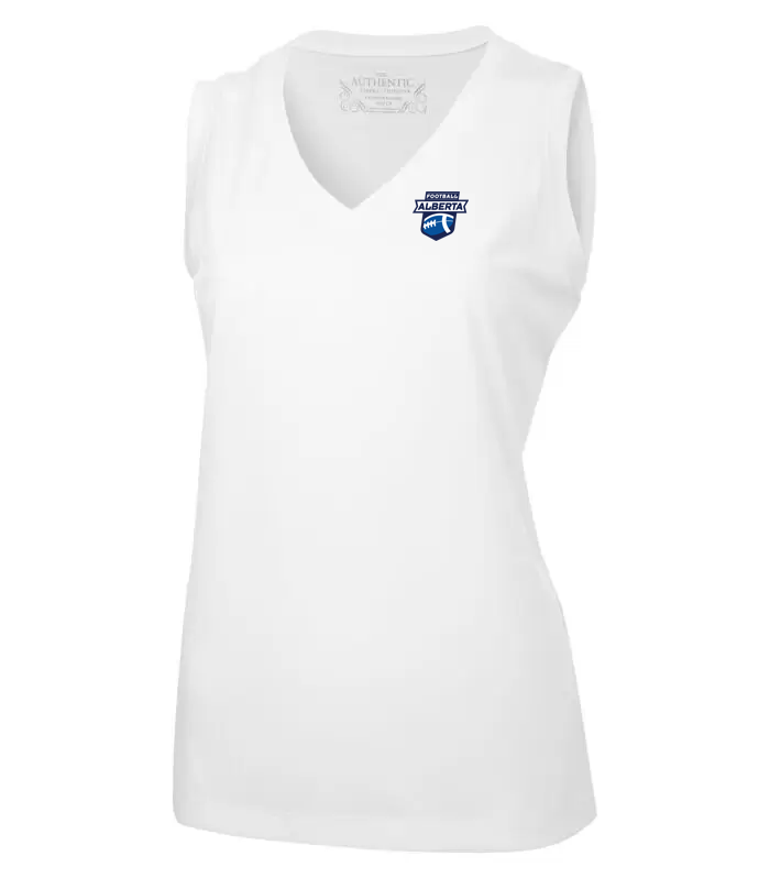 Ladies V-Neck Sleeveless Tank White